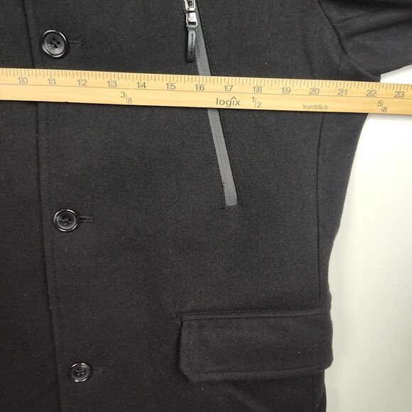 Michael Kors Overcoat Men's 40L Slim Fit Black Full-Zip Buttons 60% Wool - Picture 4 of 9